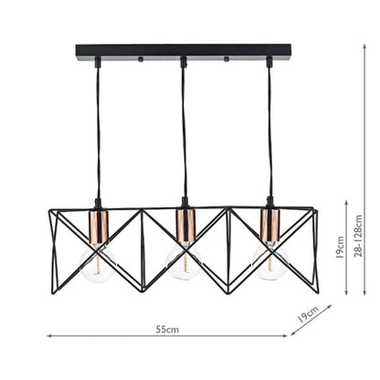Olson 3 Light Black Ceiling Light
