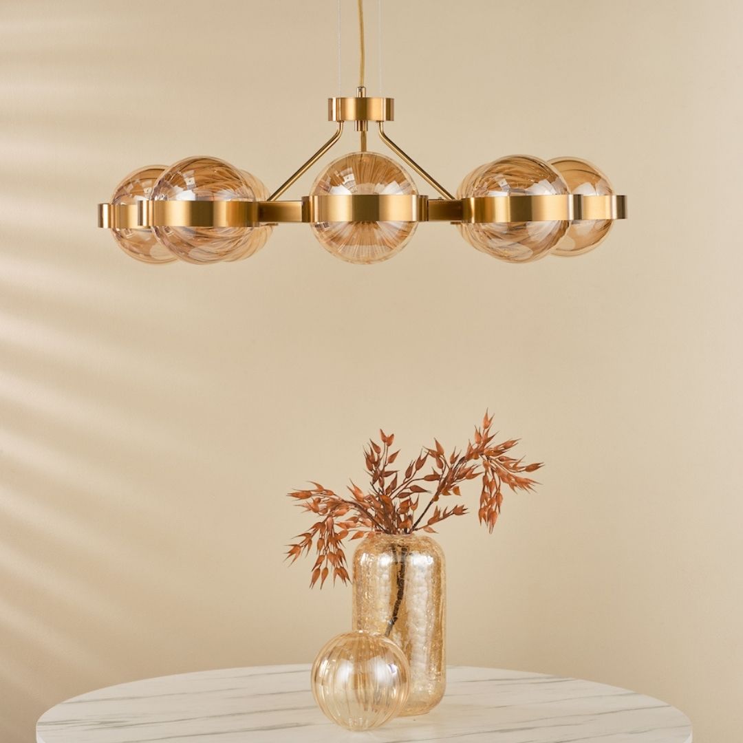 Ophira 8-Light Antique Gold Pendant