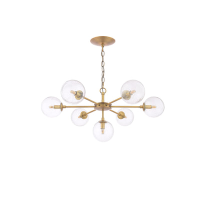 Ophelia 7-Light Warm Brass and Glass Pendant