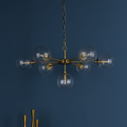 Ophelia 7-Light Warm Brass and Glass Pendant