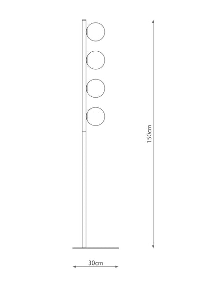 Ophelia 4-Light Warm Brass Floor Lamp