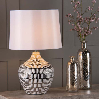 Orla Silver Metallic Ceramic Touch Table Lamp