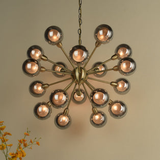 Ornella 18-Light Antique Brass and Glass Pendant