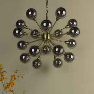 Ornella 18-Light Antique Brass and Glass Pendant