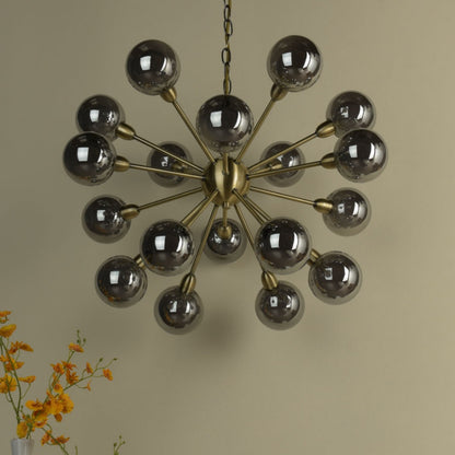 Ornella 18-Light Antique Brass and Glass Pendant