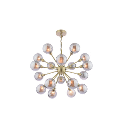 Ornella 18-Light Antique Brass and Glass Pendant