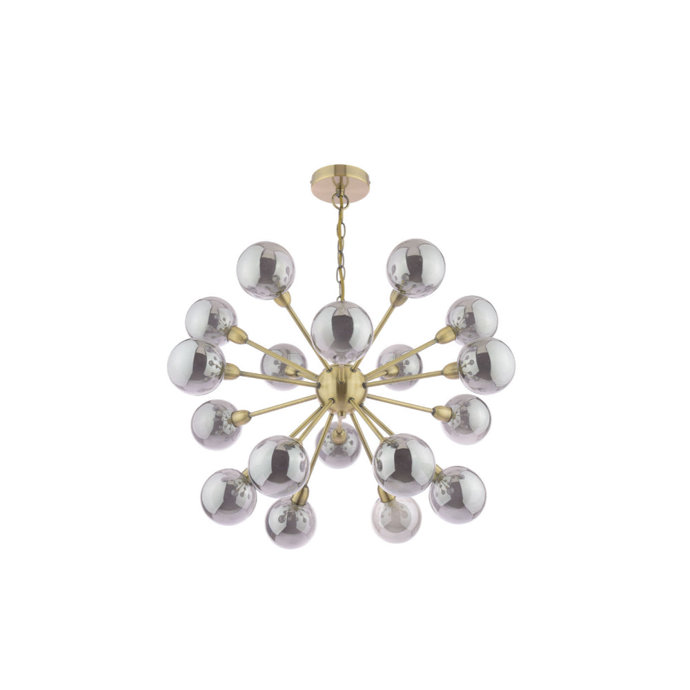 Ornella 18-Light Antique Brass and Glass Pendant