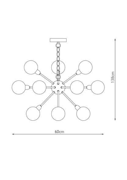 Ornella 18-Light Antique Brass and Glass Pendant