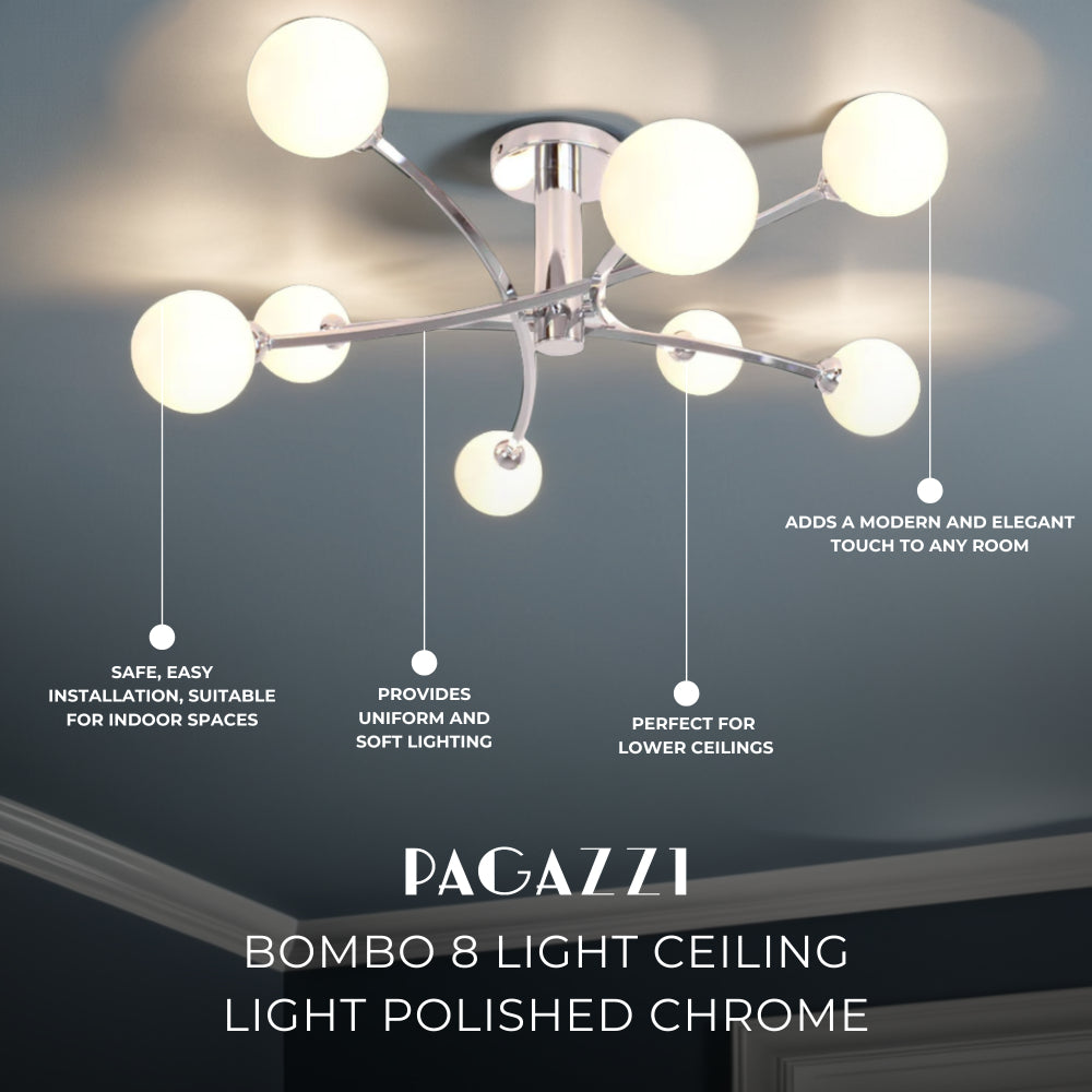 Bombo 8 Light Ceiling Light Polished Chrome