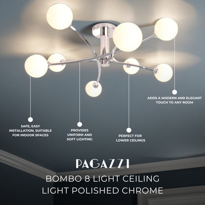 Bombo 8 Light Ceiling Light Polished Chrome