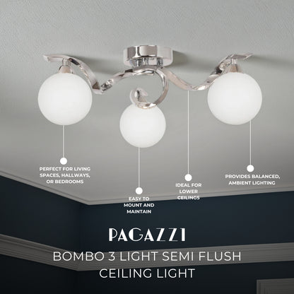 Bombo 3 Light Semi Flush Ceiling Light