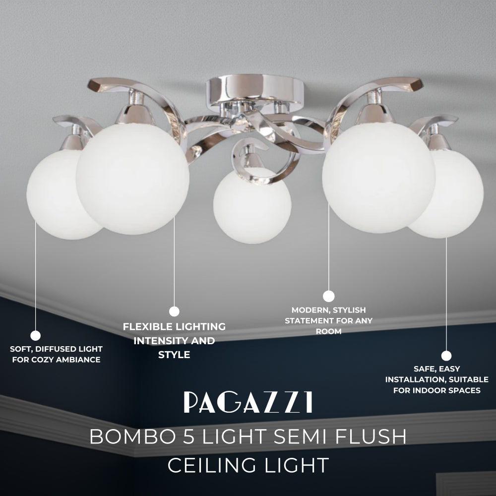 Bombo 5 Light Semi Flush Ceiling Light