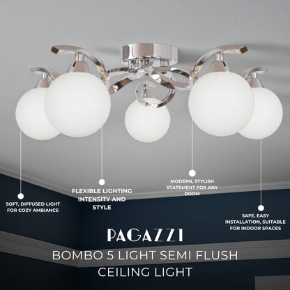 Bombo 5 Light Semi Flush Ceiling Light