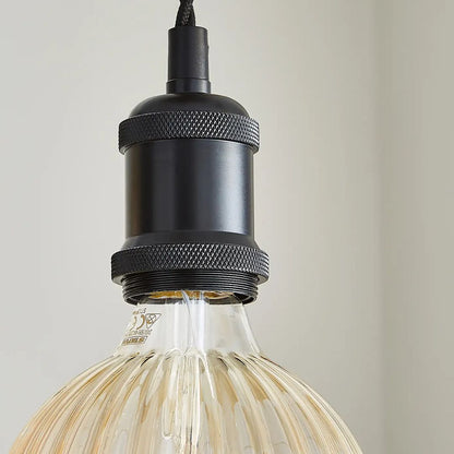 Melrose 5 Light Black & Wood Pendant Ceiling Light