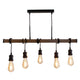 Melrose 5 Light Black and Oak Ceiling Pendant Bar