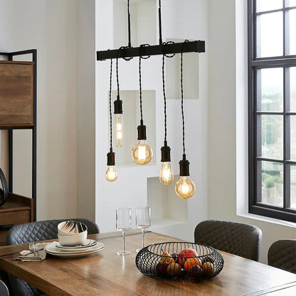 Melrose 5 Light Black Pendant Bar