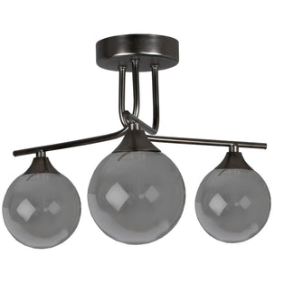 Carney Gun Metal Smoked 3 Light Semi Flush Ceiling Light