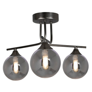 Carney Gun Metal Smoked 3 Light Semi Flush Ceiling Light