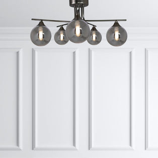 Carney Gun Metal Smoked 5 Light Semi Flush Ceiling Light
