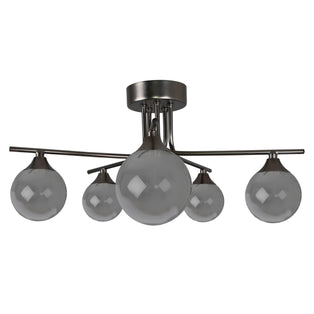 Carney Gun Metal Smoked 5 Light Semi Flush Ceiling Light