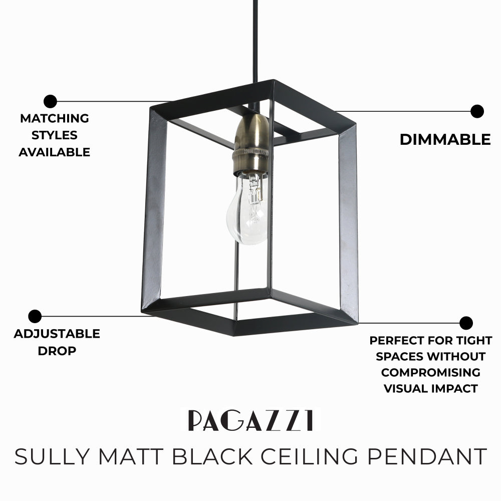 Sully Matt Black Ceiling Pendant