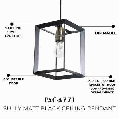 Sully Matt Black Ceiling Pendant