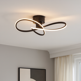 Reggie 3 Light Black LED Semi Flush Ceiling Light