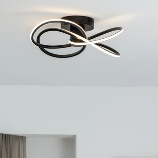 Reggie 4 Light Black LED Semi Flush Ceiling Light