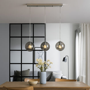 Nia Chrome Smoke 3-Light Pendant Bar