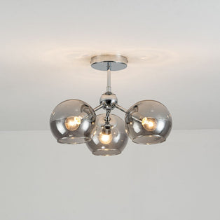 Nia Chrome Smoke 3-Light Semi-Flush Ceiling Light