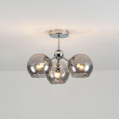 Nia Chrome Smoke 3-Light Semi-Flush Ceiling Light