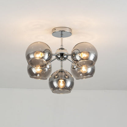 Nia Chrome Smoke 5-Light Semi-Flush Ceiling Light