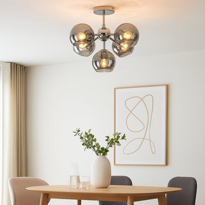 Nia Chrome Smoke 5-Light Semi-Flush Ceiling Light