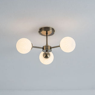 Lior 3-Light Antique Brass Semi-Flush Ceiling Light