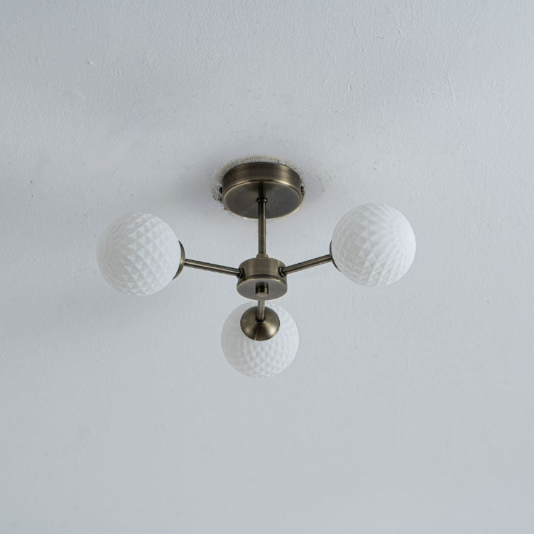 Lior 3-Light Antique Brass Semi-Flush Ceiling Light