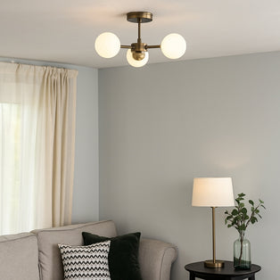 Lior 3-Light Antique Brass Semi-Flush Ceiling Light