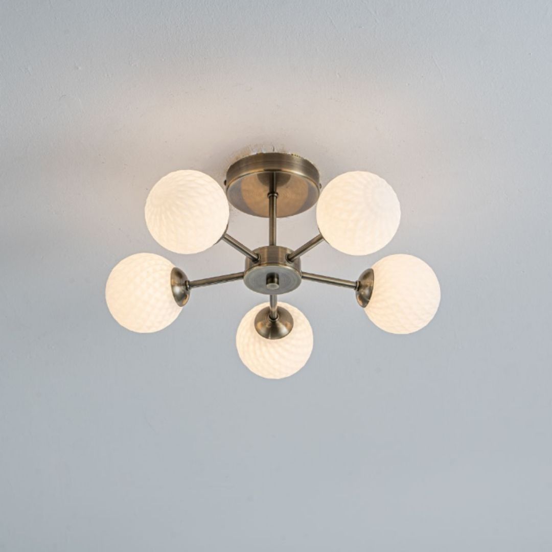 Lior 5-Light Antique Brass Semi-Flush Ceiling Light