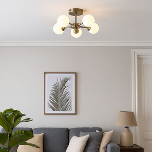 Lior 5-Light Antique Brass Semi-Flush Ceiling Light