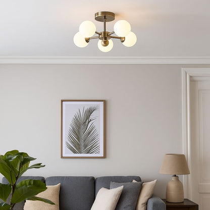 Lior 5-Light Antique Brass Semi-Flush Ceiling Light