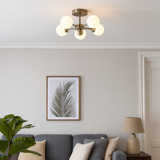 Lior 5-Light Antique Brass Semi-Flush Ceiling Light