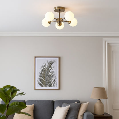 Lior 5-Light Antique Brass Semi-Flush Ceiling Light