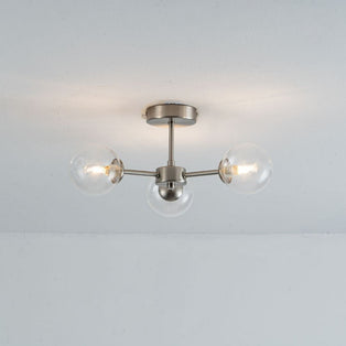 Niva 3-Light Satin Nickel Clear Glass Semi-Flush Ceiling Light