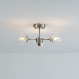 Niva 3-Light Satin Nickel Clear Glass Semi-Flush Ceiling Light