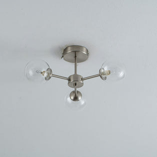 Niva 3-Light Satin Nickel Clear Glass Semi-Flush Ceiling Light