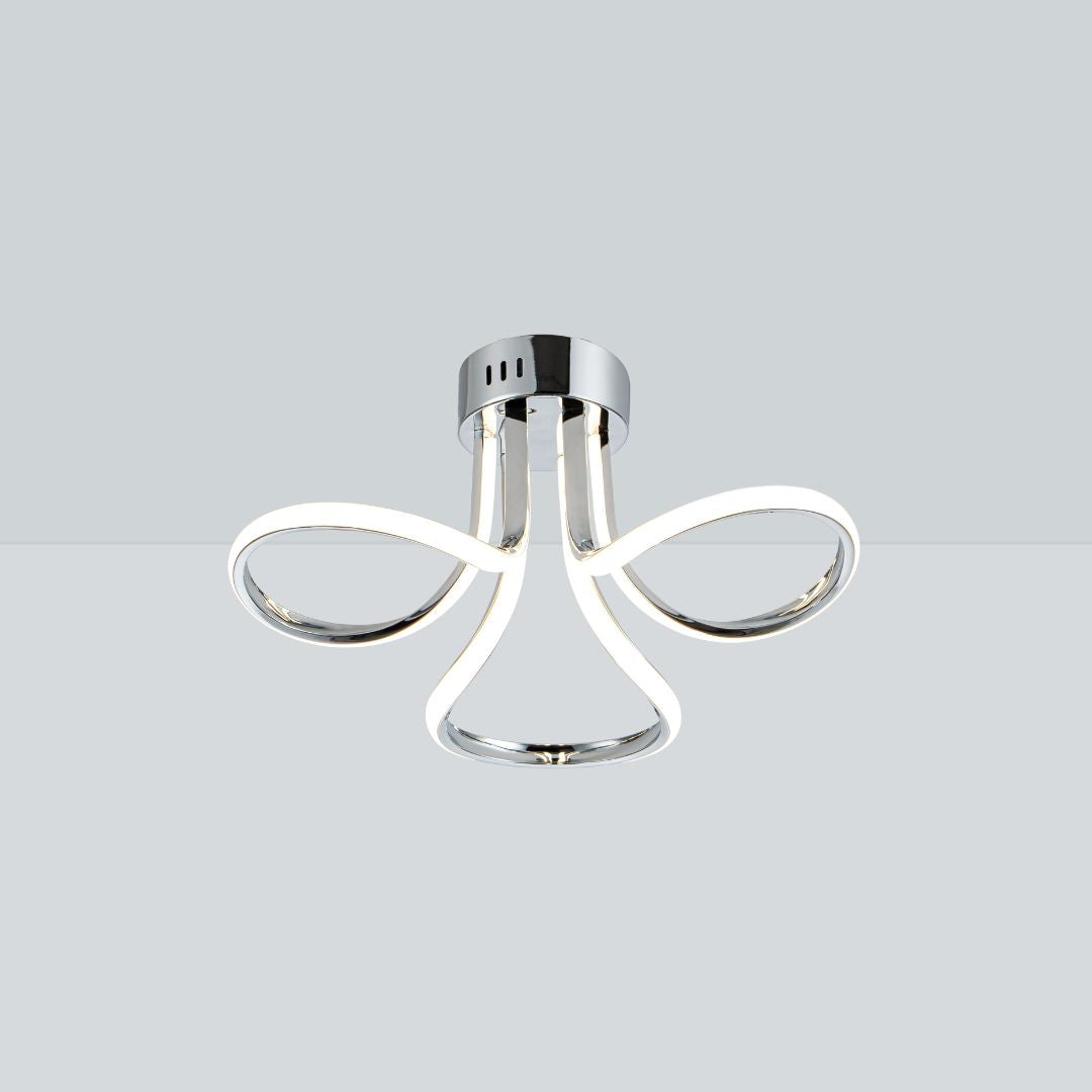 Yara 3 Light Chrome LED Semi Flush Ceiling Light