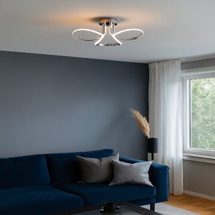 Yara 3 Light Chrome LED Semi Flush Ceiling Light