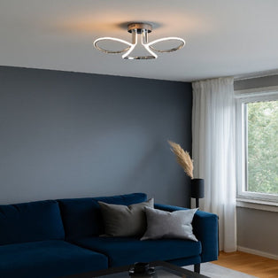 Yara 3 Light Chrome LED Semi Flush Ceiling Light