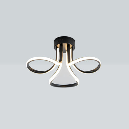 Yara 3 Light Black LED Semi Flush Ceiling Light