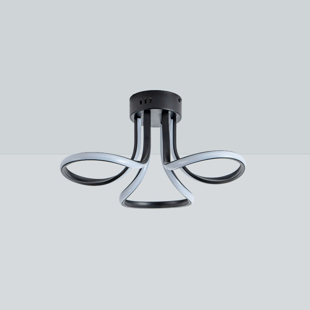 Yara 3 Light Black LED Semi Flush Ceiling Light