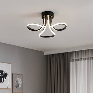 Yara 3 Light Black LED Semi Flush Ceiling Light